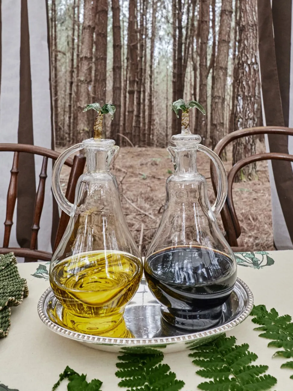 Cano Cristales Vinegar Cruet In Green Set Of 2