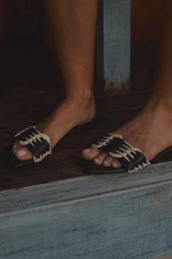 Hidden Messages Flats In Black & Ecru