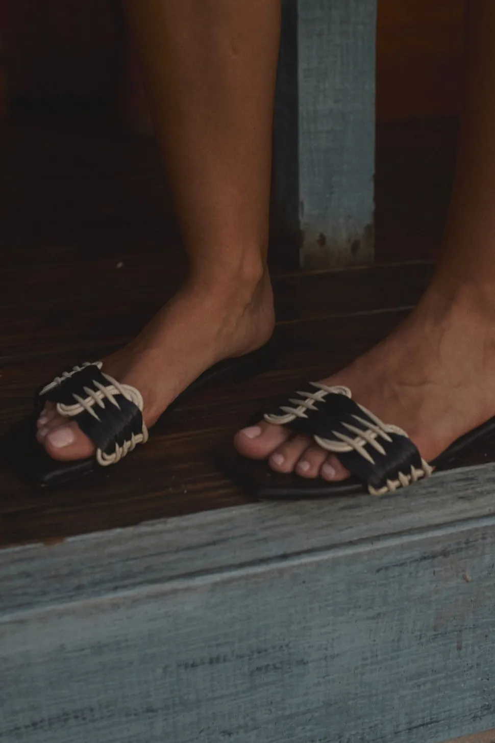 Hidden Messages Flats In Black & Ecru