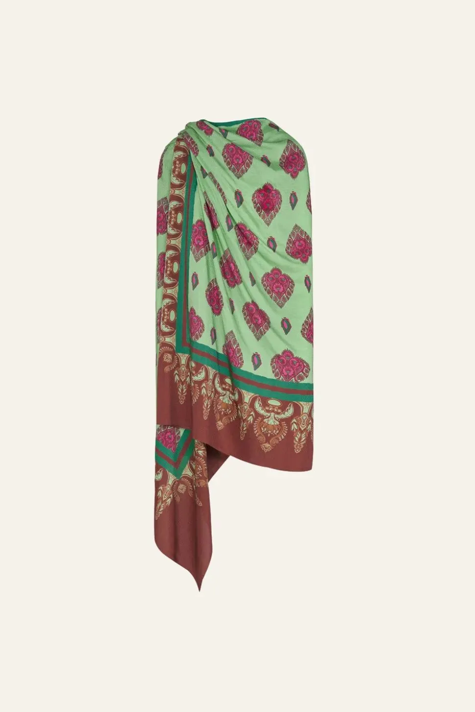 India Chintz Shawl In Green