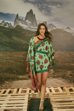 India Chintz Shawl In Green