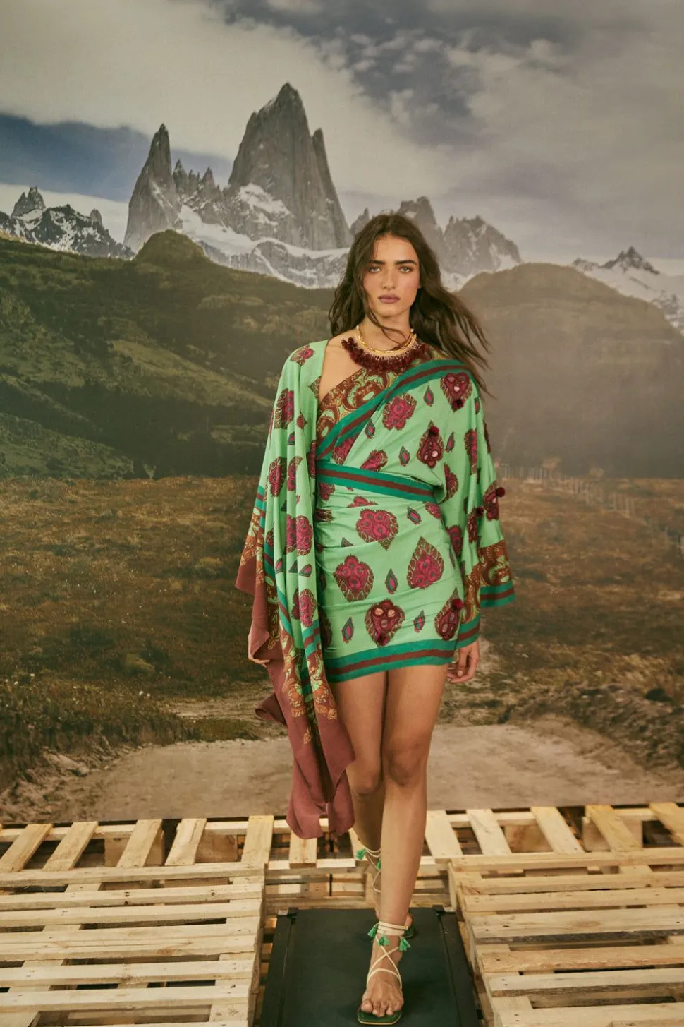 India Chintz Shawl In Green