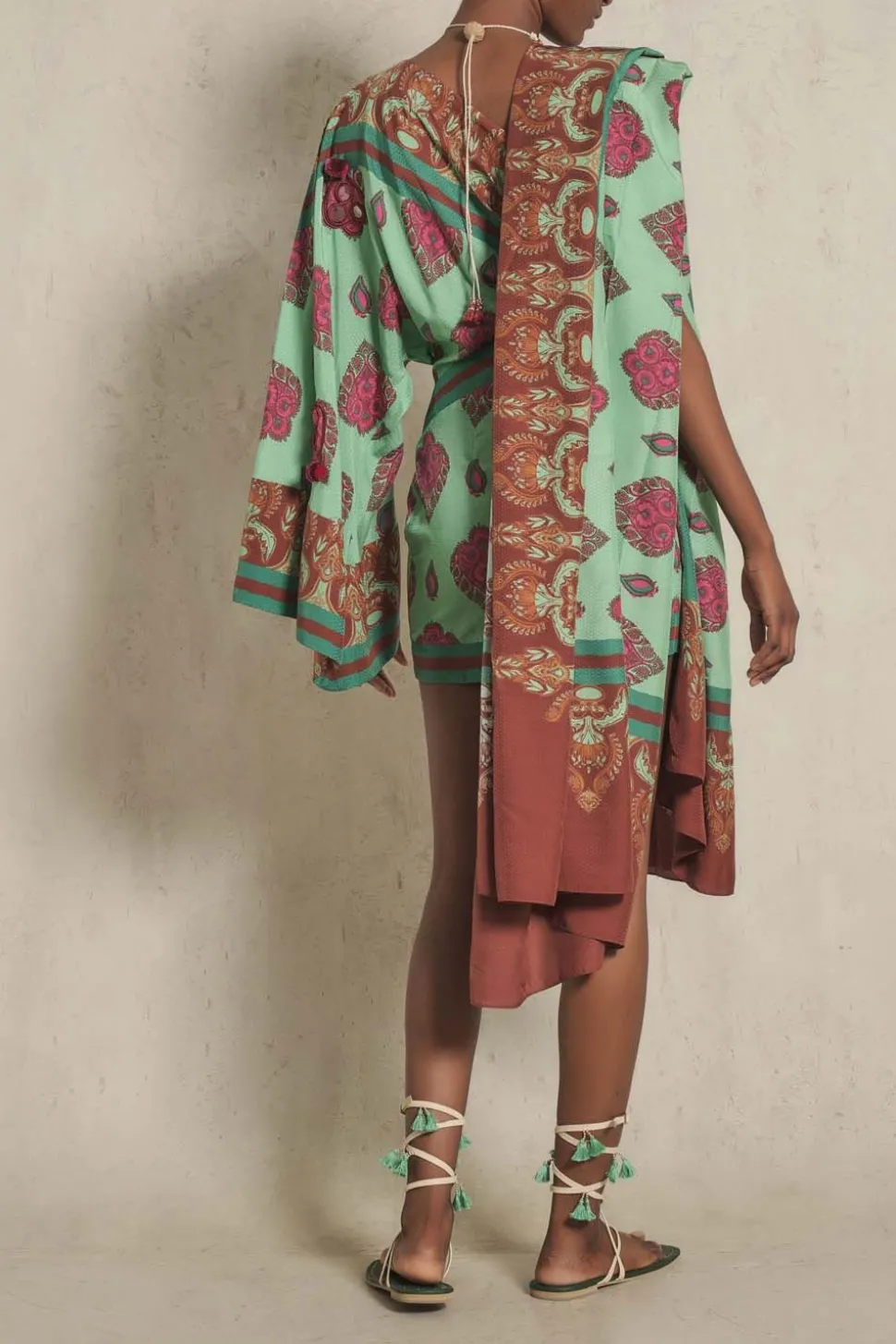 India Chintz Shawl In Green