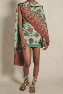 India Chintz Shawl In Green