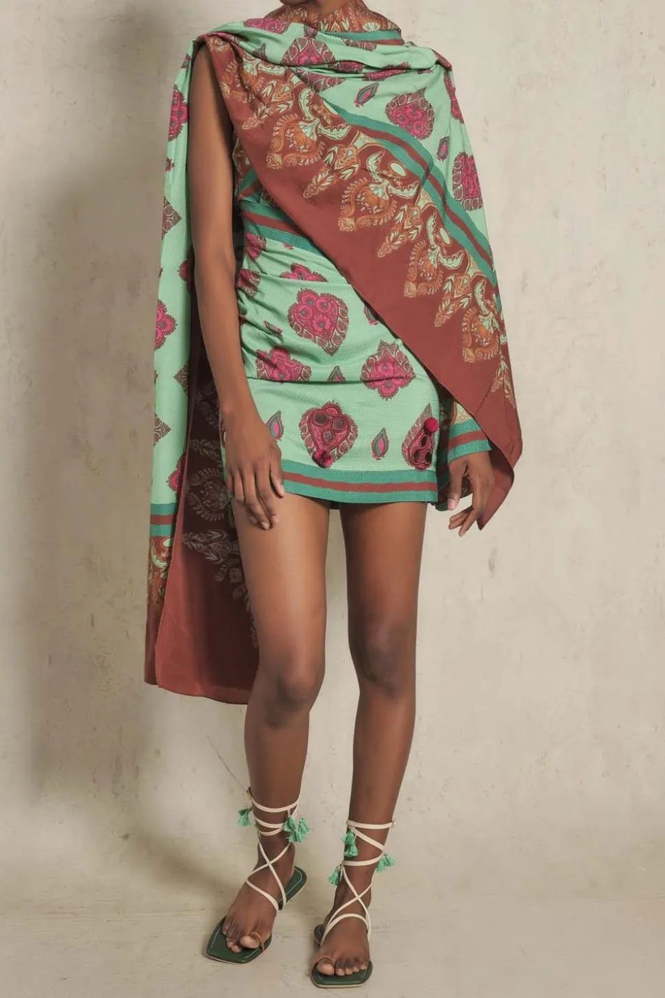 India Chintz Shawl In Green