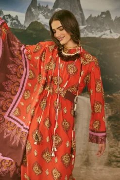 India Chintz Shawl In Red