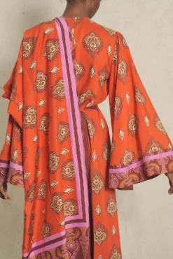 India Chintz Shawl In Red