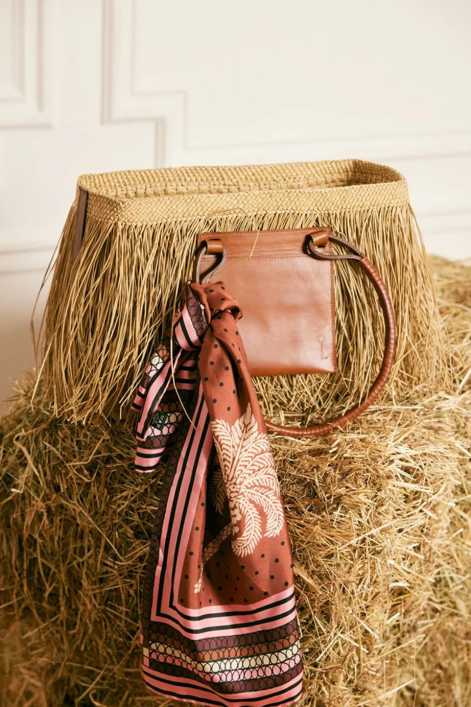 Palmas Canas Mini Scarf In Terracotta