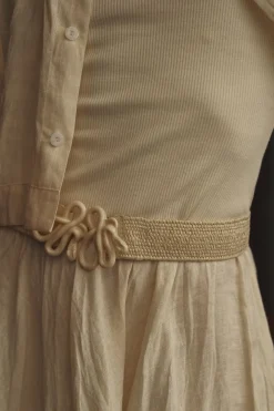 Rhythmic Ripple Belt In Ecru