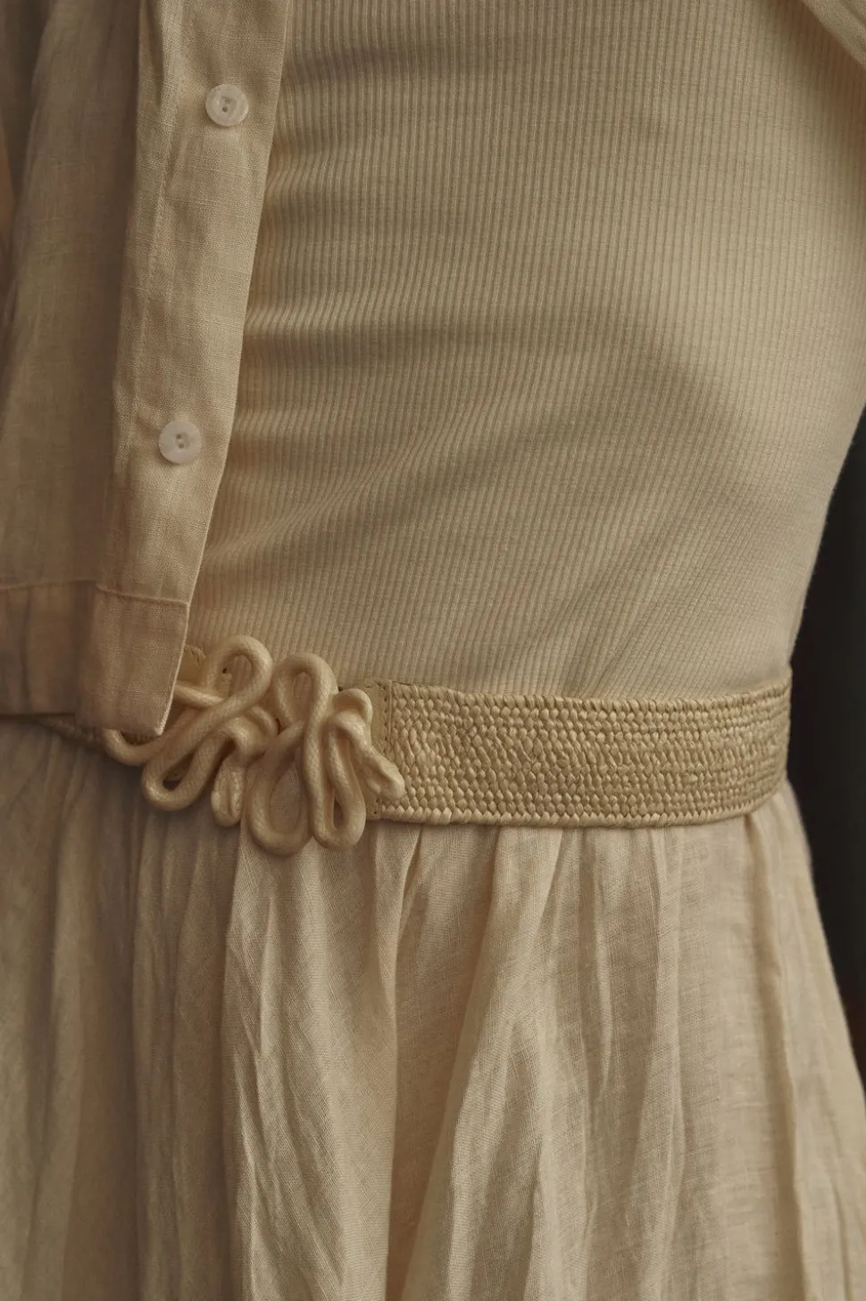 Rhythmic Ripple Belt In Ecru