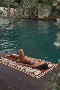 Riverside Bikini Bottom In Ecru & Marsala