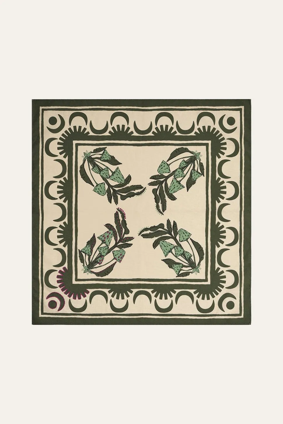 Secret Life Of Funghi Cloth Napkins In Green Set Of 4