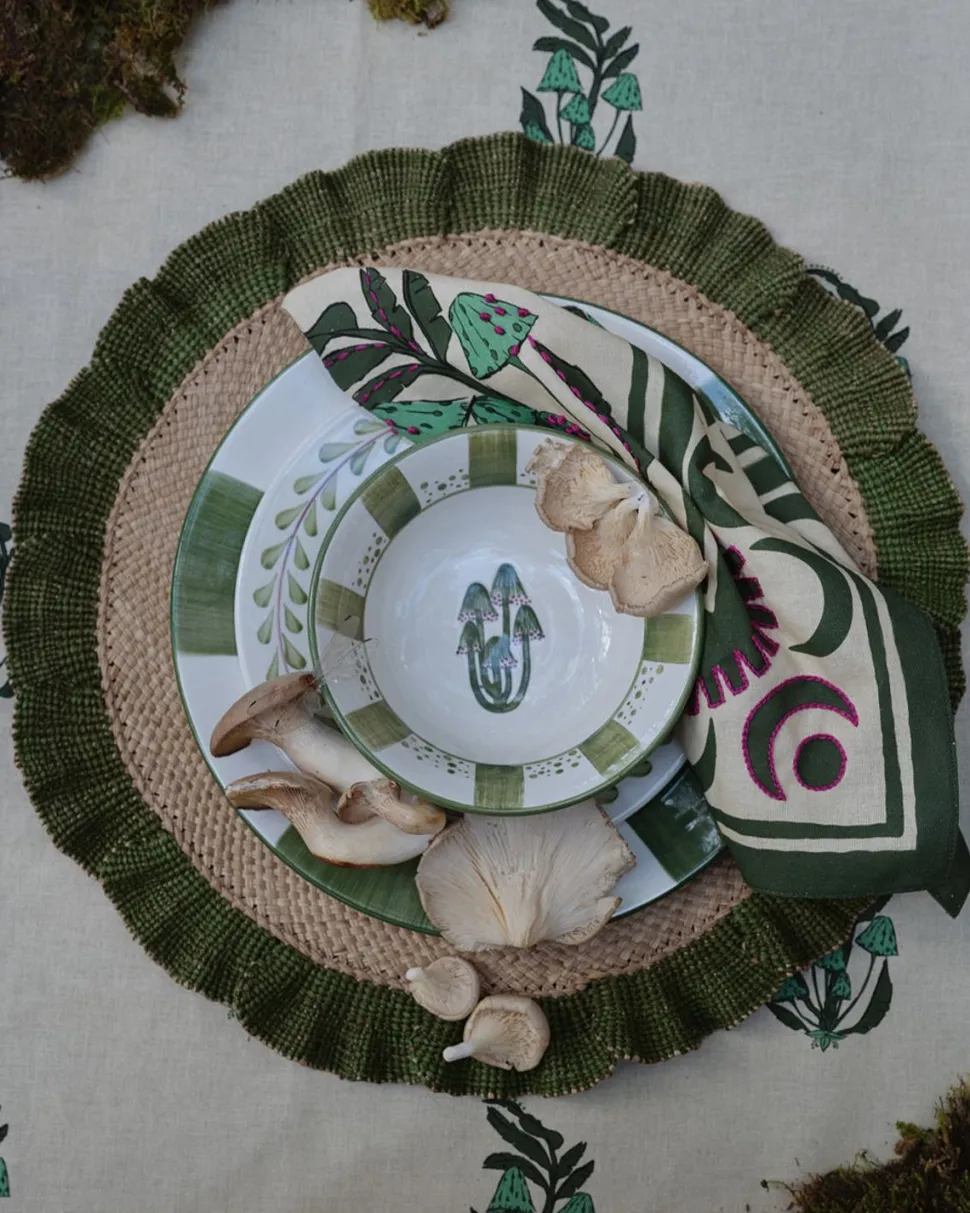 Secret Life Of Funghi Cloth Napkins In Green Set Of 4