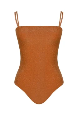 Shiny Iconography Onepiece In Peach