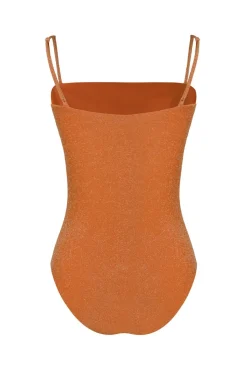 Shiny Iconography Onepiece In Peach