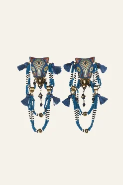 Welcome To The Jungle Earrings In Indigo